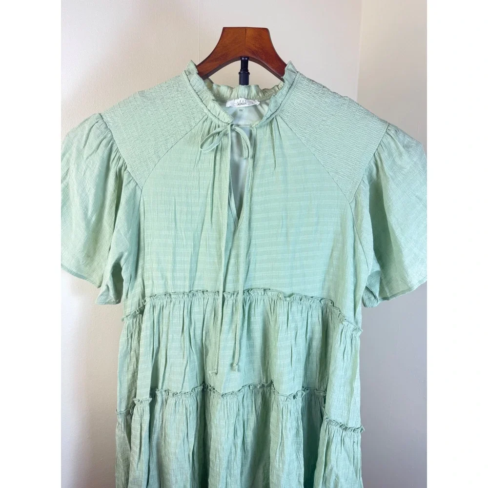 Talulah Womens Mint Green Tiered‎ Dress Medium Crinkle Easy Flowy Spring Summer